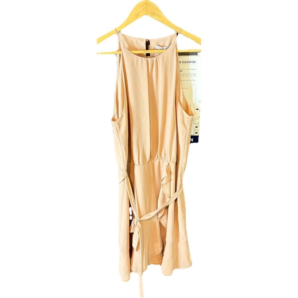 Naked Zebra A-Line Dress Women's Medium Beige Sleeveless Spaghetti‎ Strap Belted